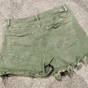 Risen Sage Distressed Hem Shorts